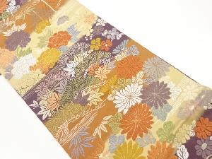 唐織横段に松竹梅・花々模様織出し袋帯